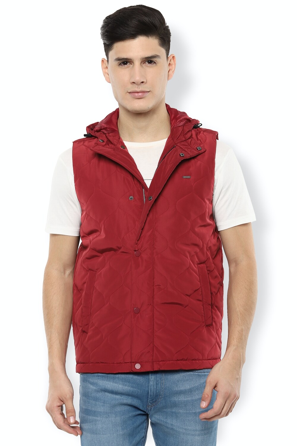 Van Heusen Men Red Solid Casual Jacket