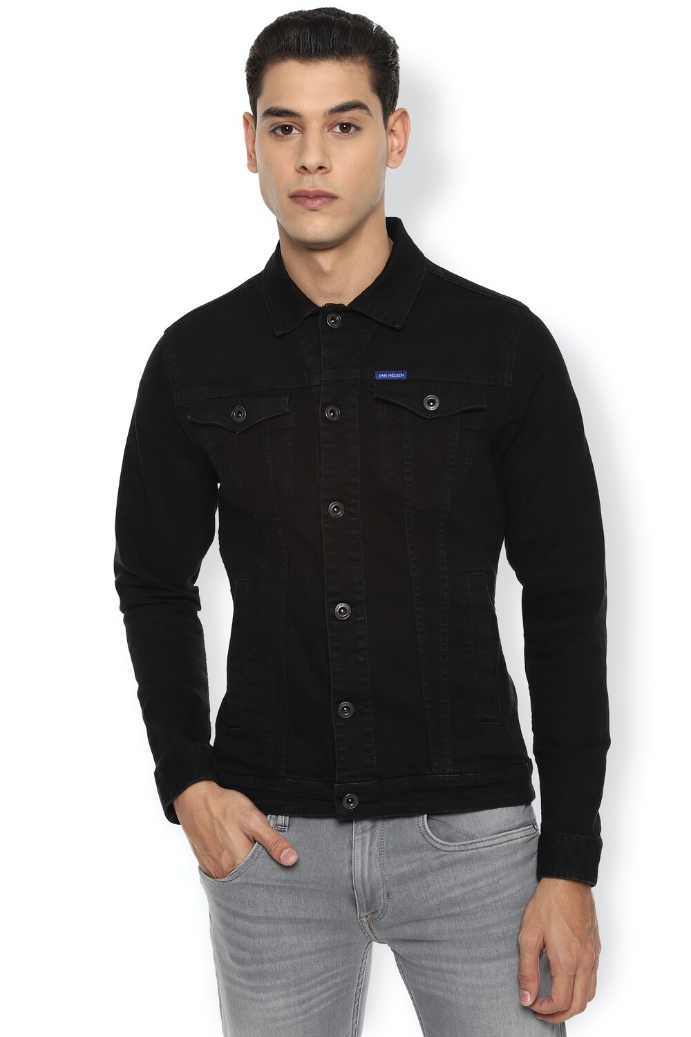 Newmarketkart -Buy Van Heusen Men Black Solid Casual Jacket ...